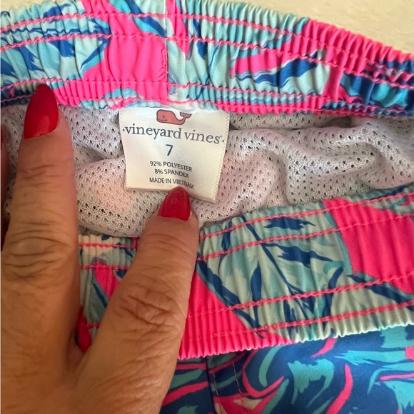 Vineyard Vines Boys Pink and Blue Swim Trunks - Picture 3 of 4